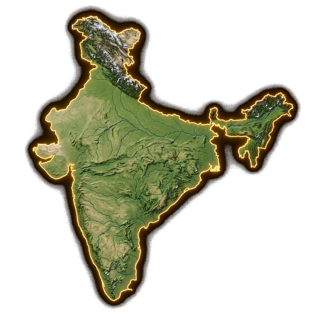 India 3D Relief Topographic Map